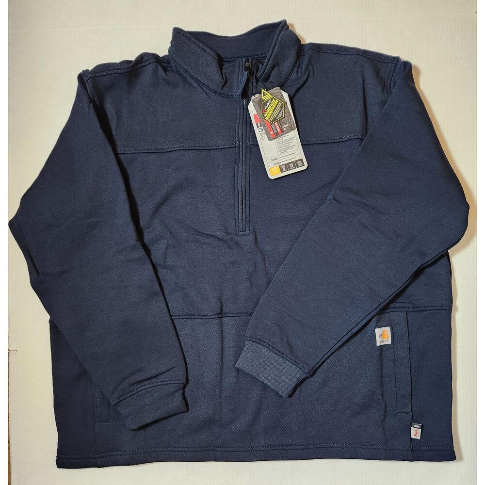 Carhartt FR Rain Defender Mock Neck Fleece Pullover Blue 3XL